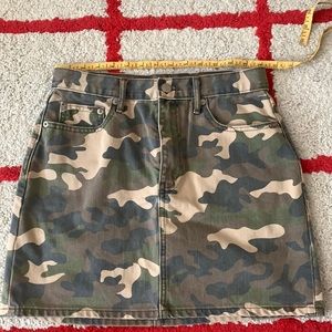Camo denim mini skirt